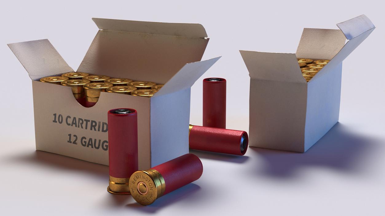 3D model Box of 12 Gauge Shotgun Shells