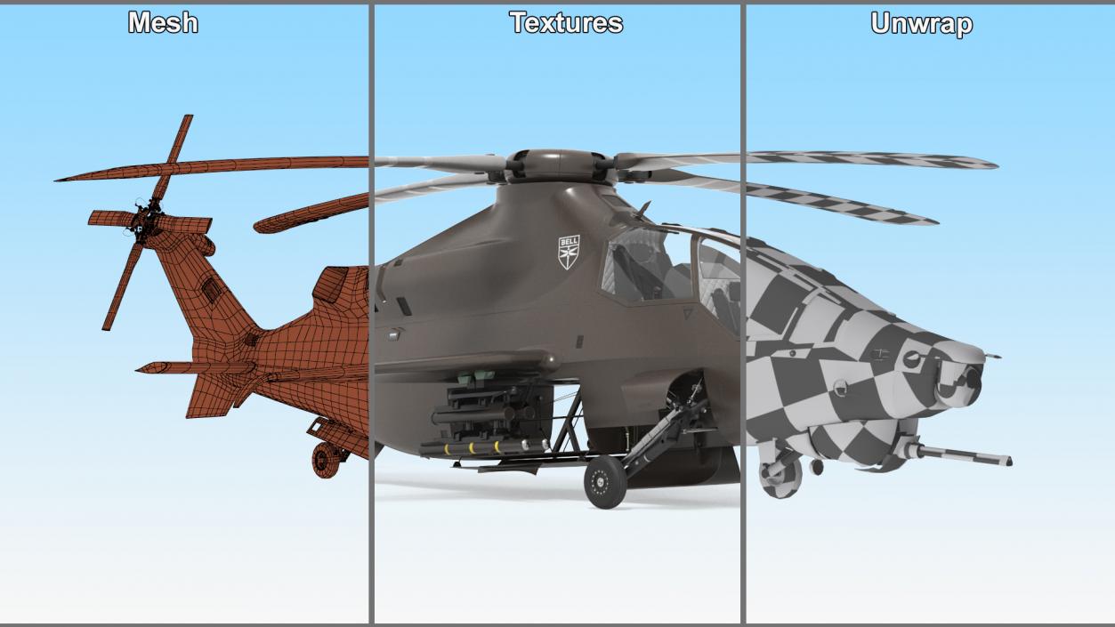 3D model Bell 360 Invictus Helicopter Rigged