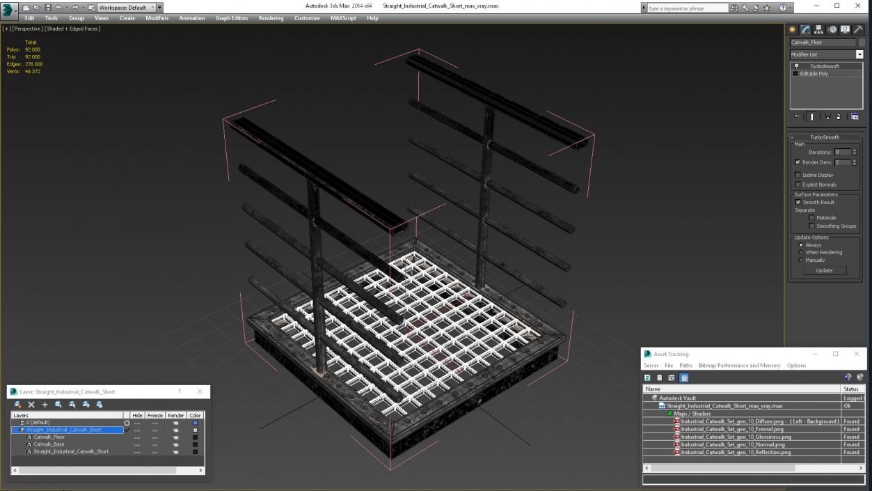 3D Straight Industrial Catwalk Short model