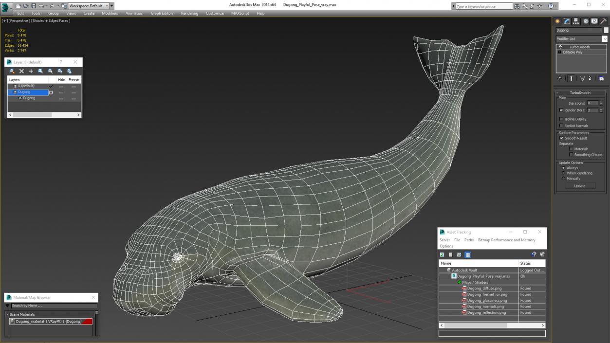 Dugong Playful Pose 3D model