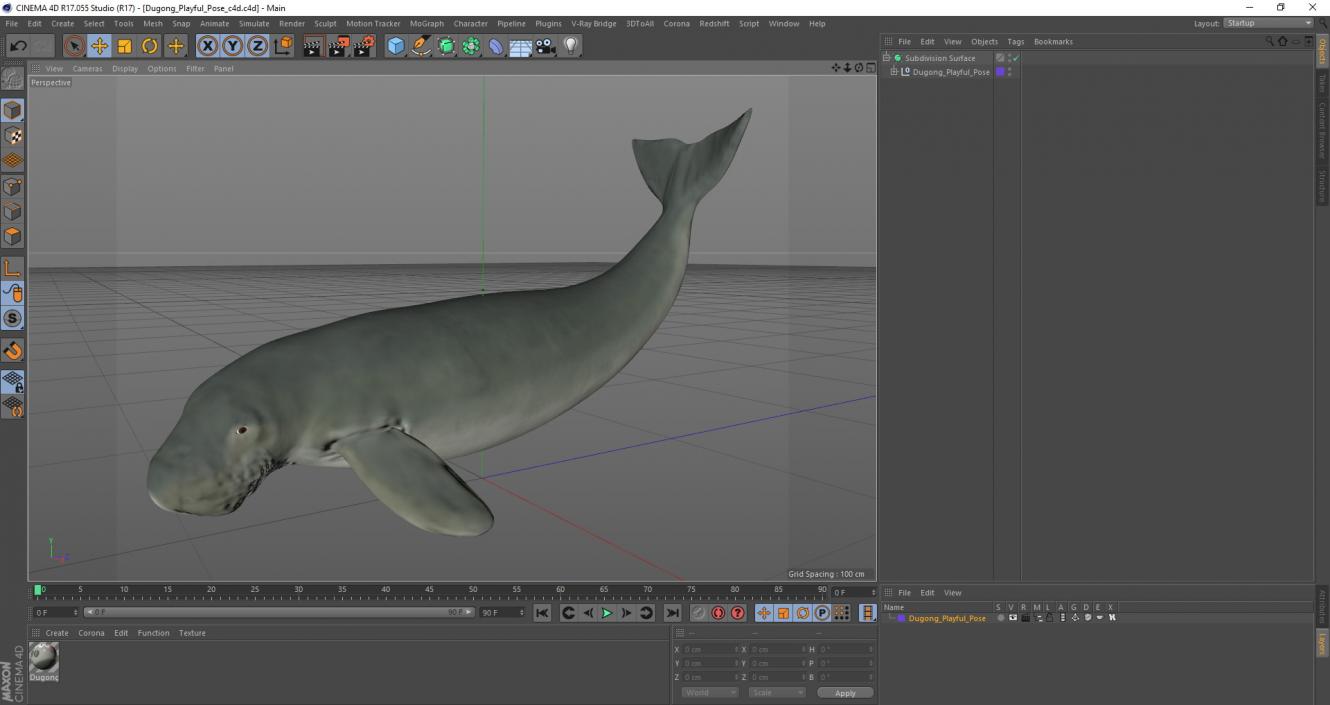 Dugong Playful Pose 3D model