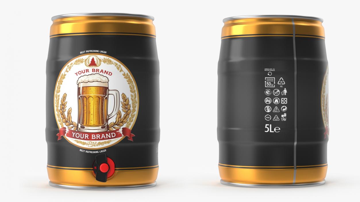 Generic Beer Keg with Tap Mockup 3D