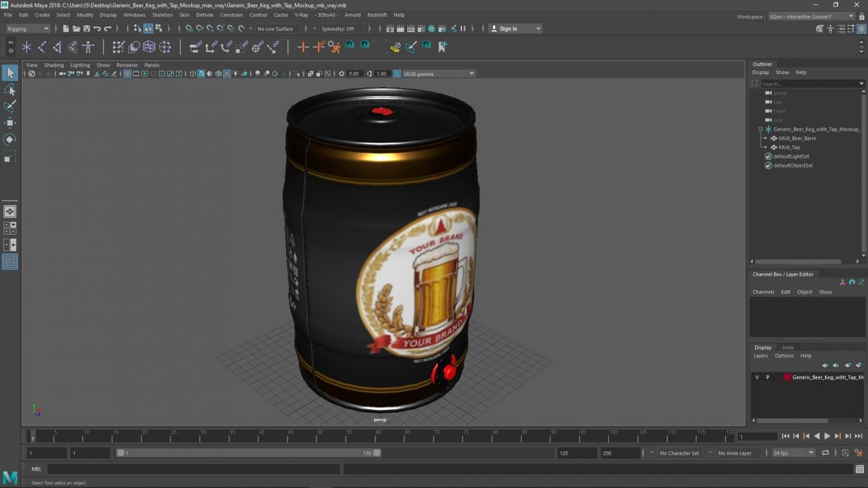 Generic Beer Keg with Tap Mockup 3D