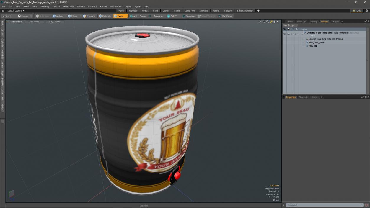 Generic Beer Keg with Tap Mockup 3D