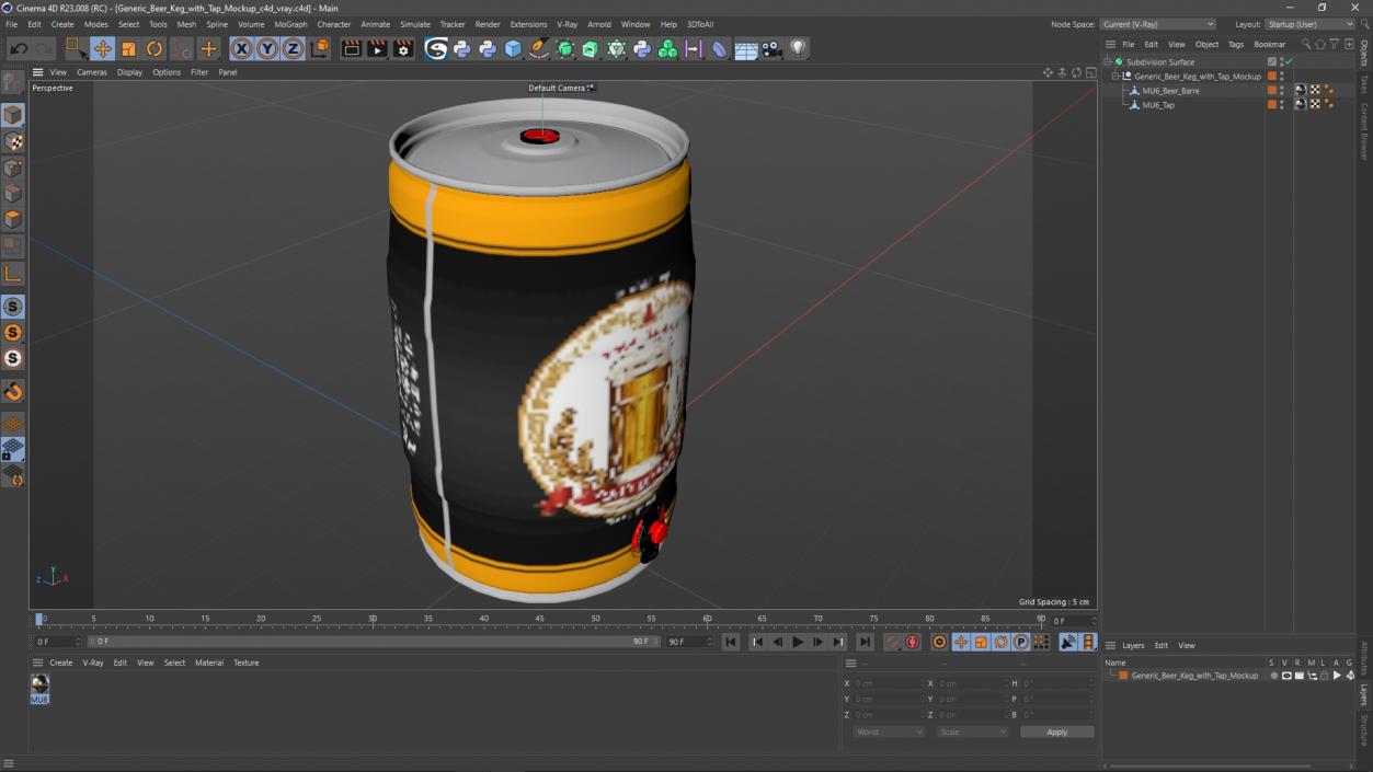 Generic Beer Keg with Tap Mockup 3D