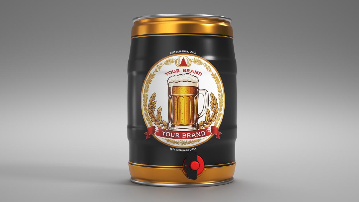 Generic Beer Keg with Tap Mockup 3D