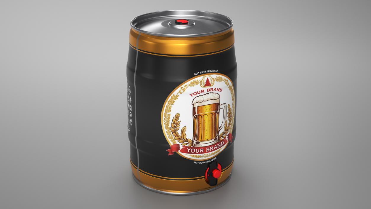 Generic Beer Keg with Tap Mockup 3D