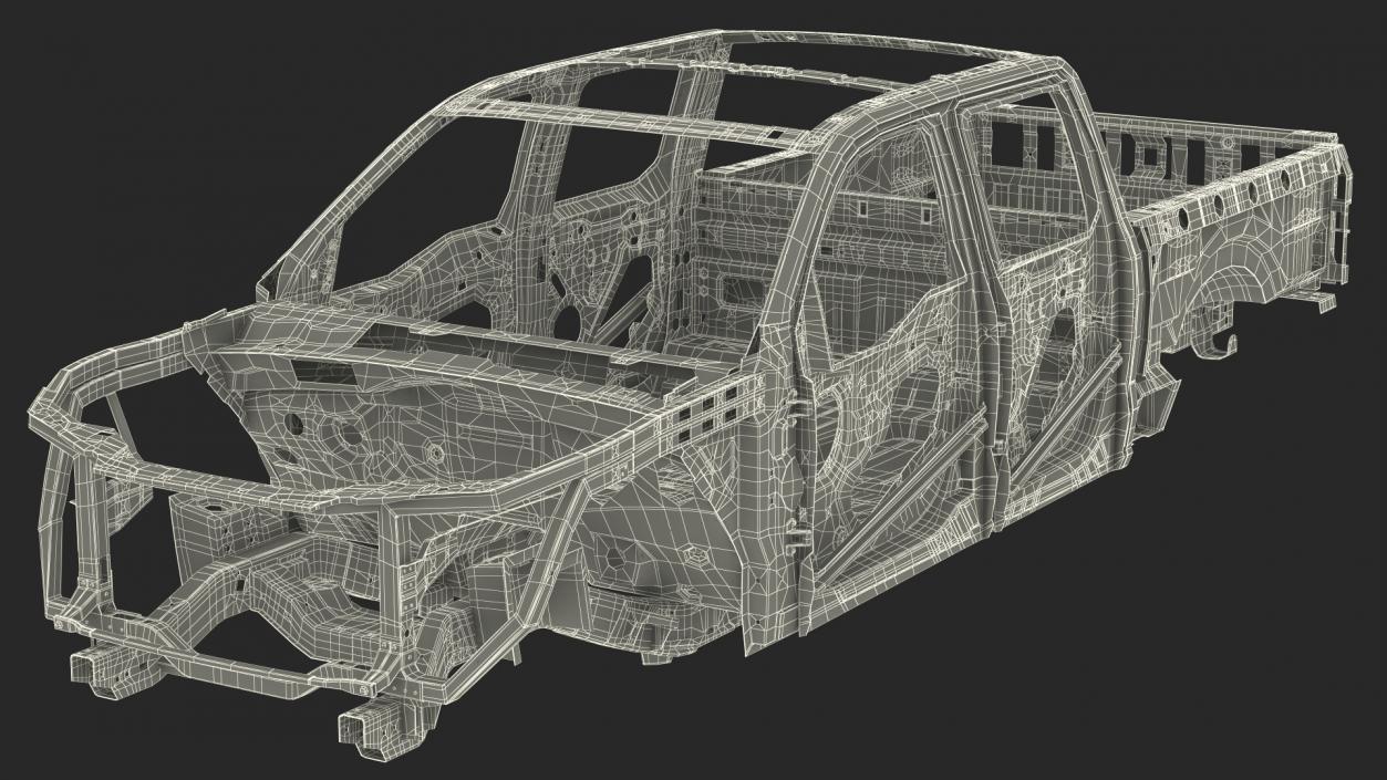 Car Frame Pickup without Hood 3D model