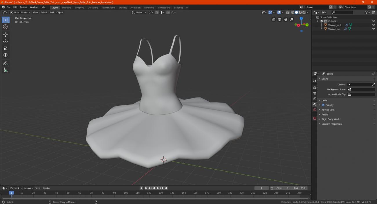 Black Swan Ballet Tutu 3D