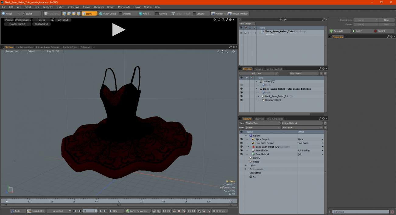 Black Swan Ballet Tutu 3D