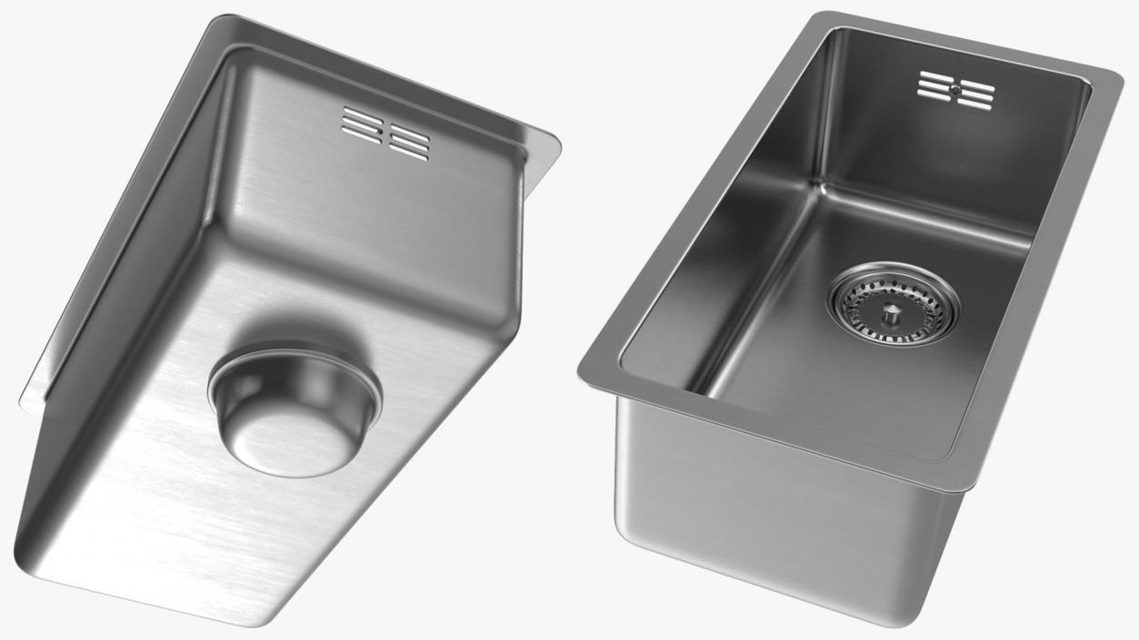 3D model Stainless Steel Narrow Single Bowl Undermount Sink