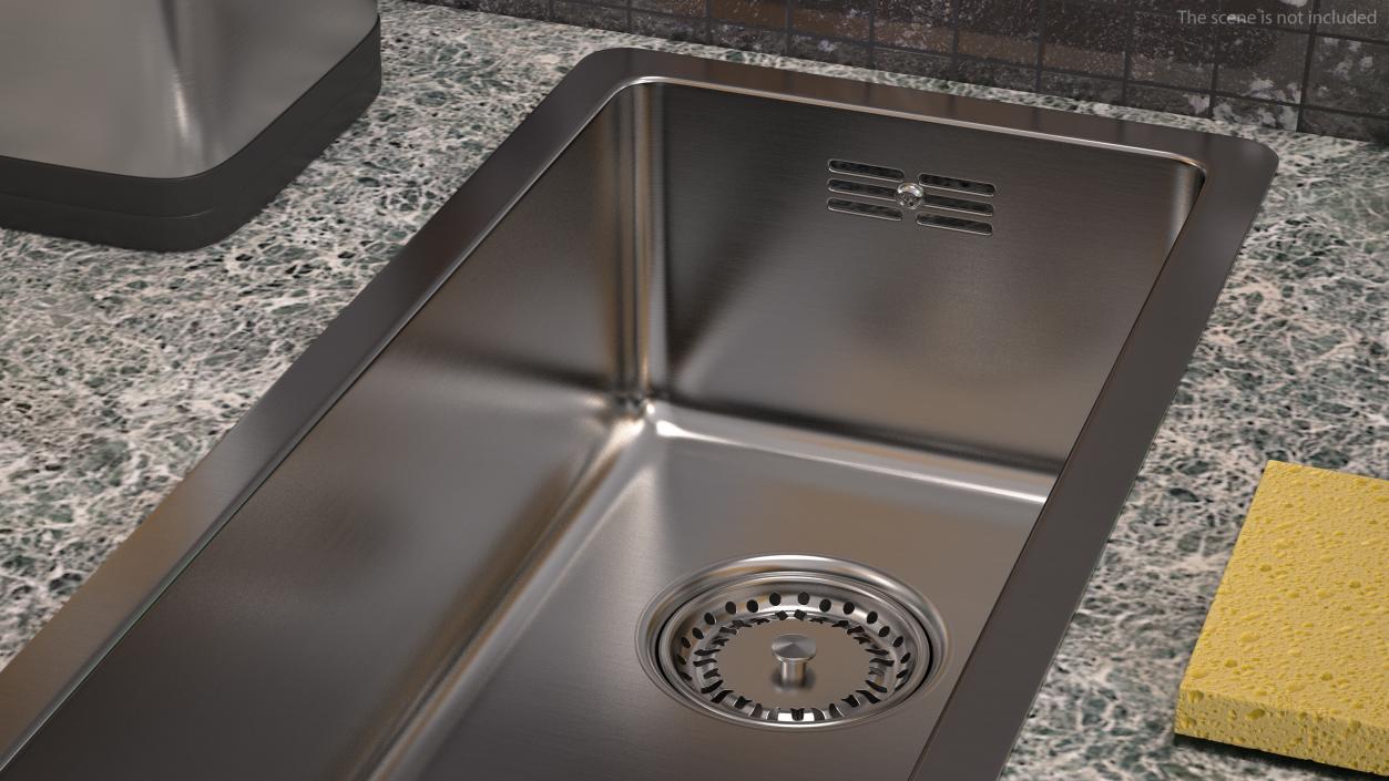 3D model Stainless Steel Narrow Single Bowl Undermount Sink