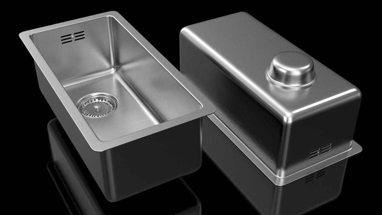 3D model Stainless Steel Narrow Single Bowl Undermount Sink