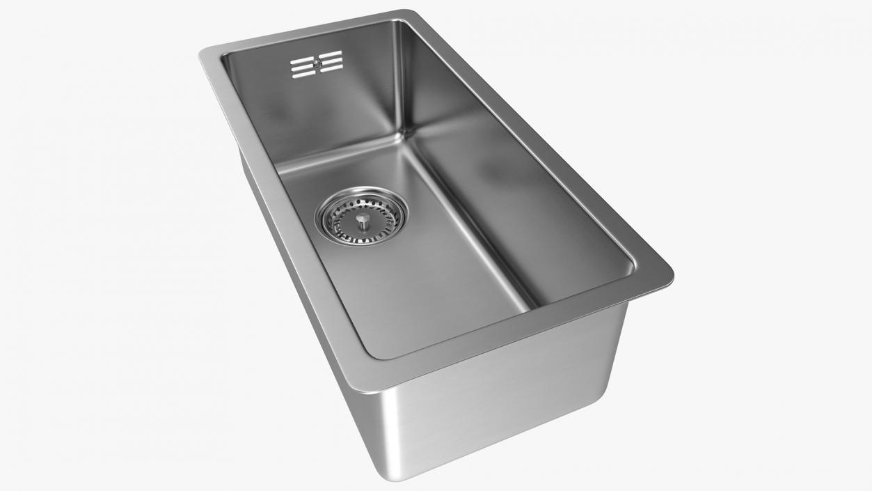 3D model Stainless Steel Narrow Single Bowl Undermount Sink