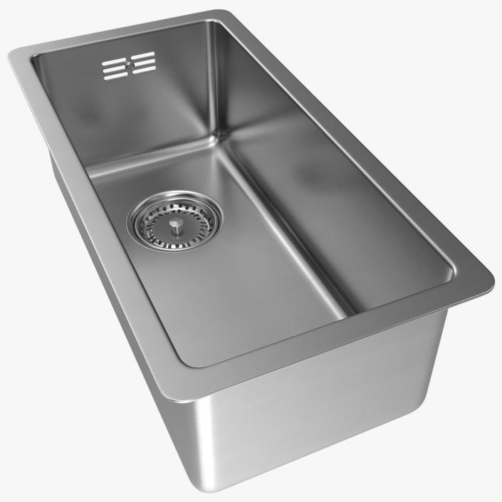 3D model Stainless Steel Narrow Single Bowl Undermount Sink