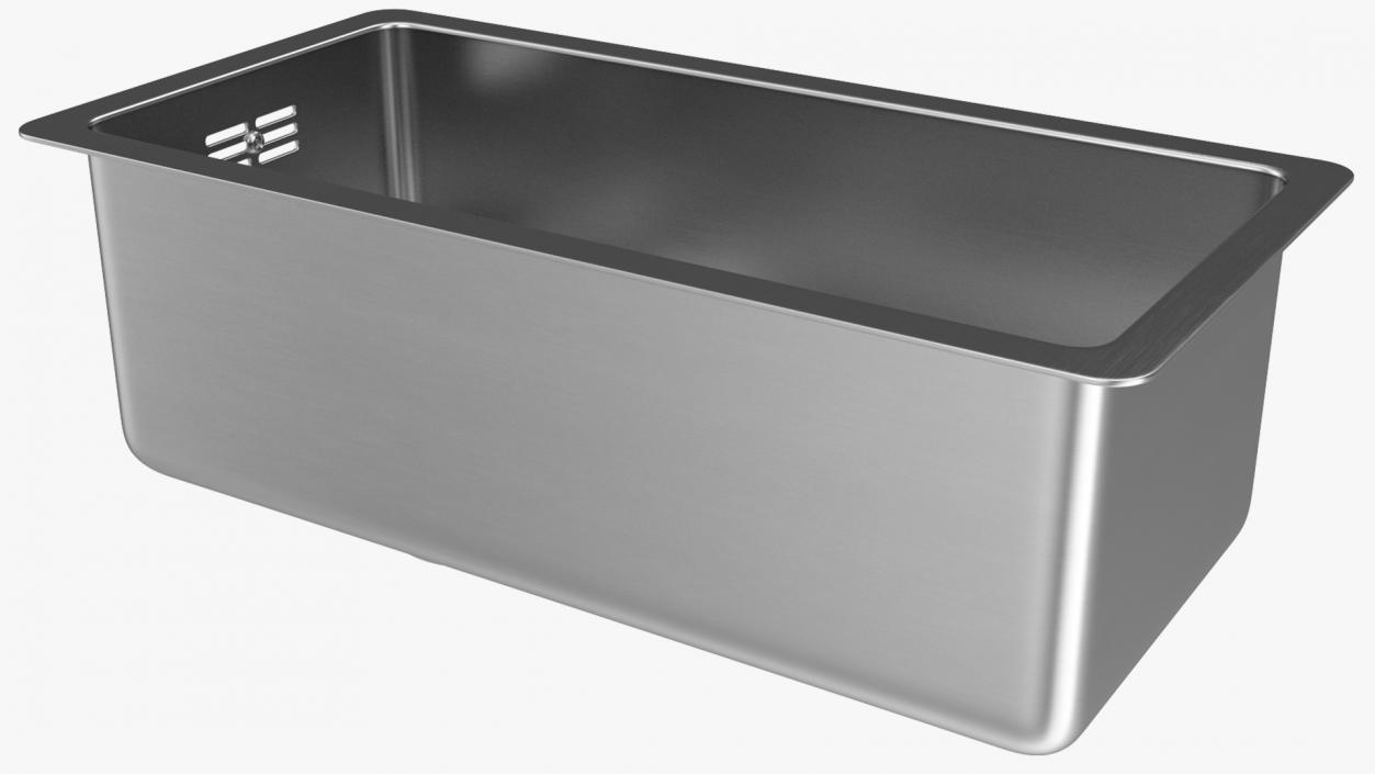 3D model Stainless Steel Narrow Single Bowl Undermount Sink