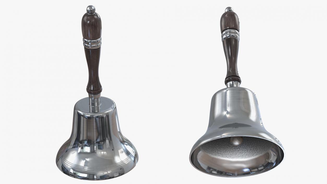 Silver Altar Bell with Wood Handle 3D model