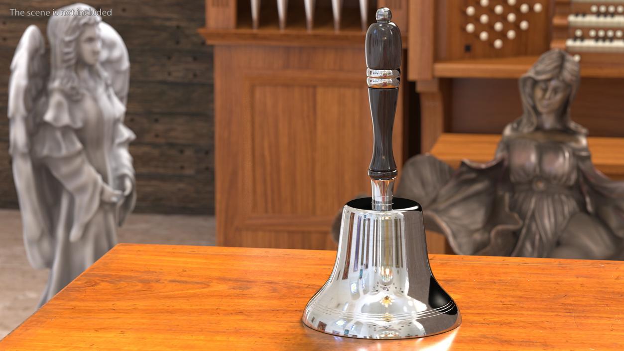 Silver Altar Bell with Wood Handle 3D model