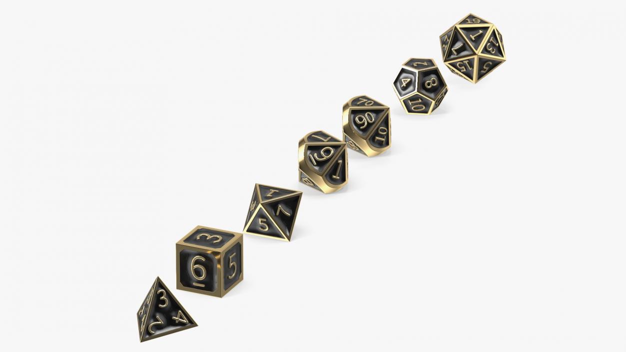 DND Dice Set Bronze 3D model