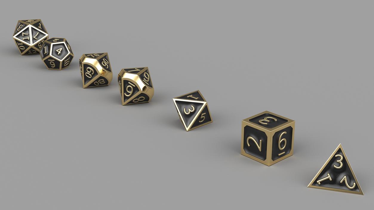 DND Dice Set Bronze 3D model