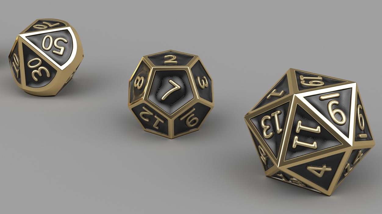 DND Dice Set Bronze 3D model