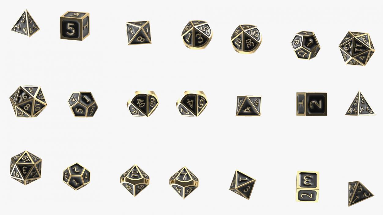 DND Dice Set Bronze 3D model