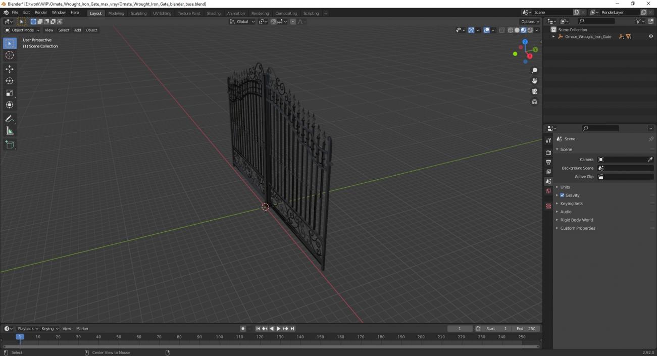 Ornate Wrought Iron Gate 3D model