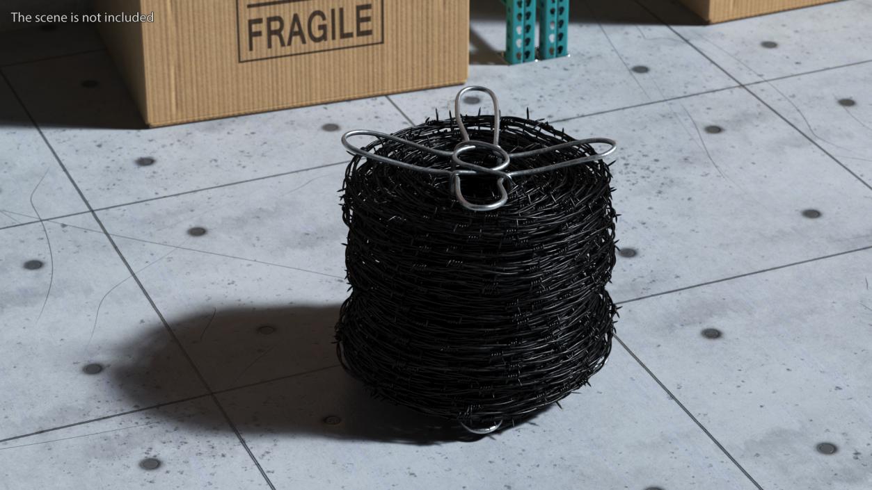 Barbed Wire Roll Black 3D