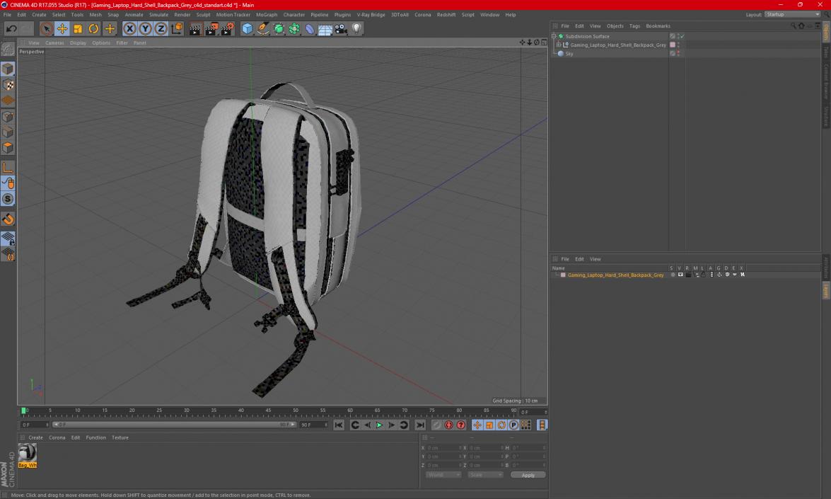 3D Gaming Laptop Hard Shell Backpack Grey model