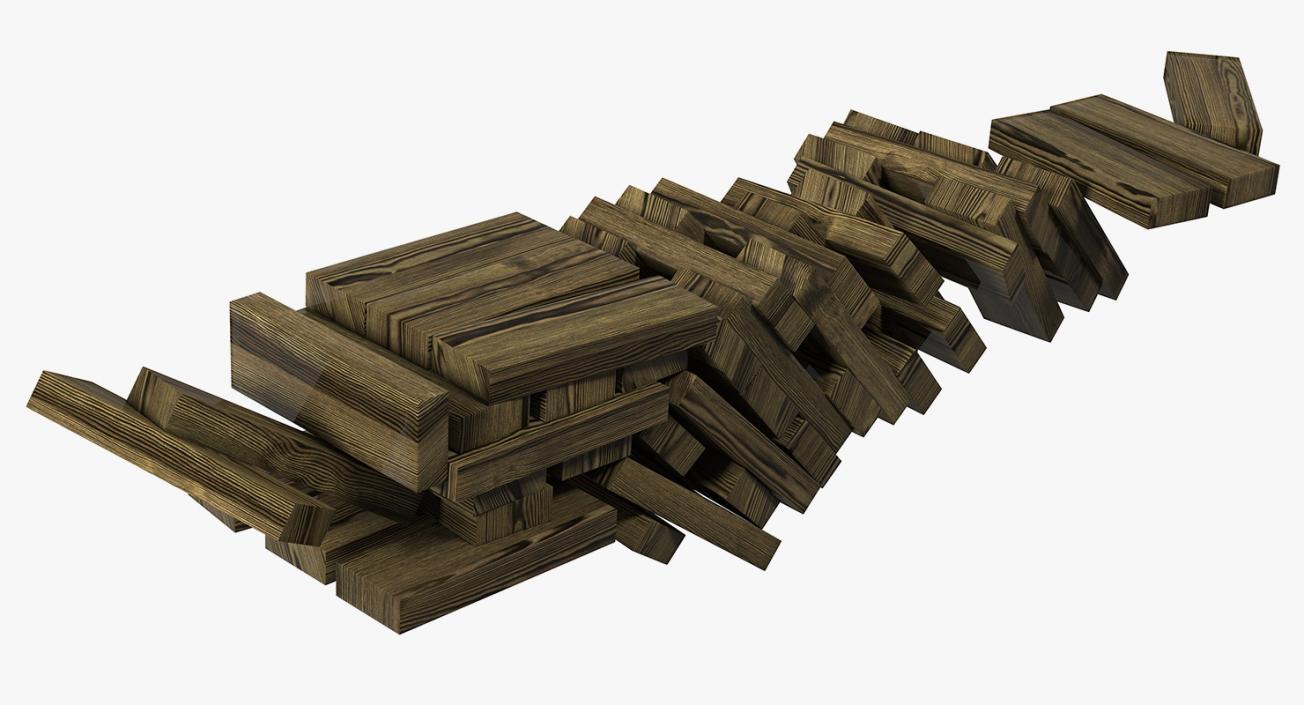 3D Wooden Game Bricks model