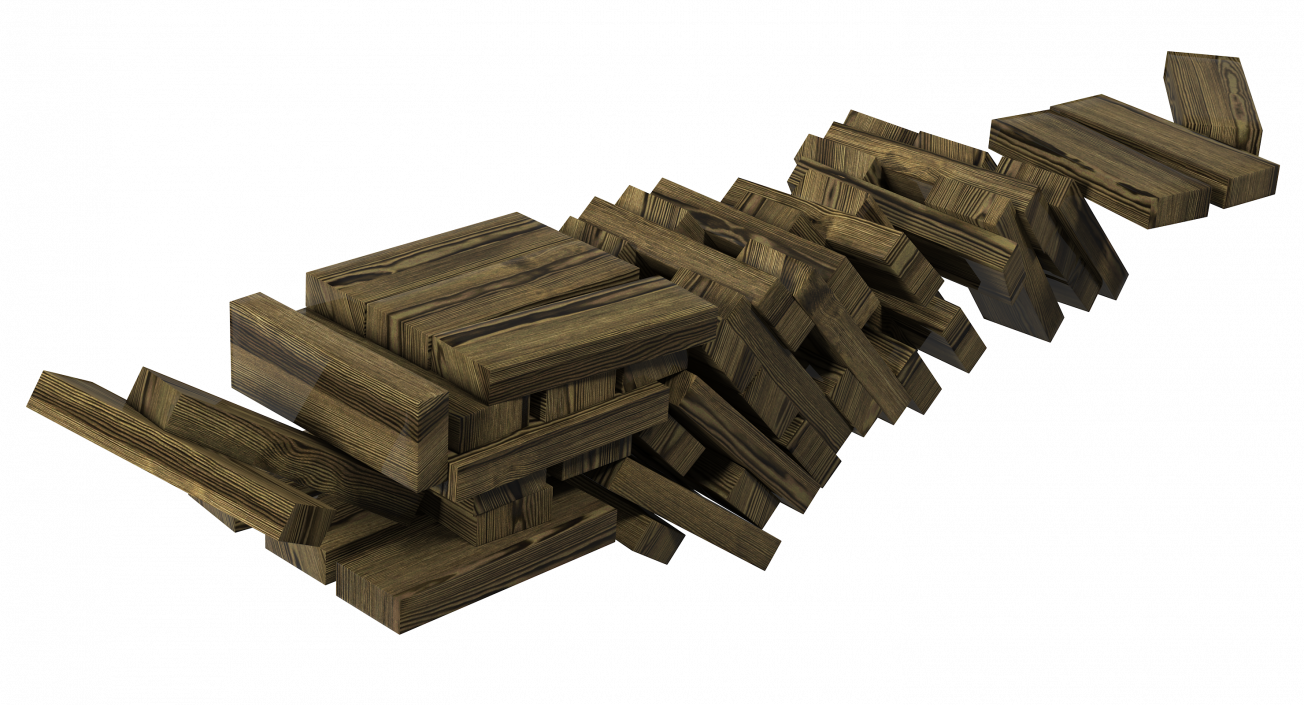 3D Wooden Game Bricks model