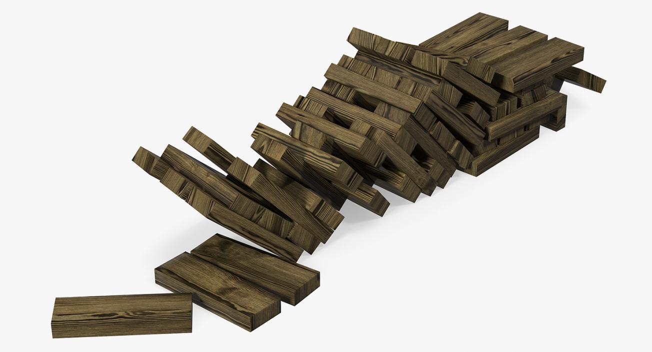 3D Wooden Game Bricks model