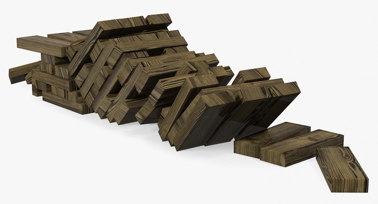 3D Wooden Game Bricks model