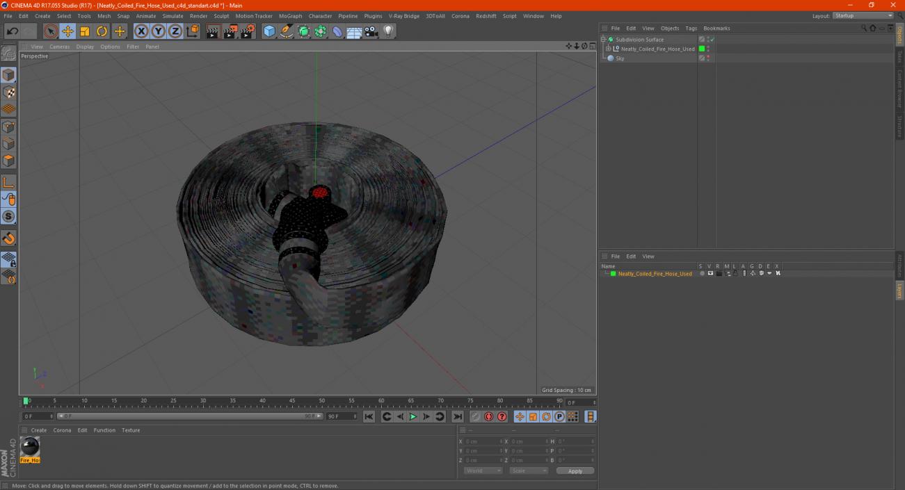 3D Neatly Coiled Fire Hose Used model