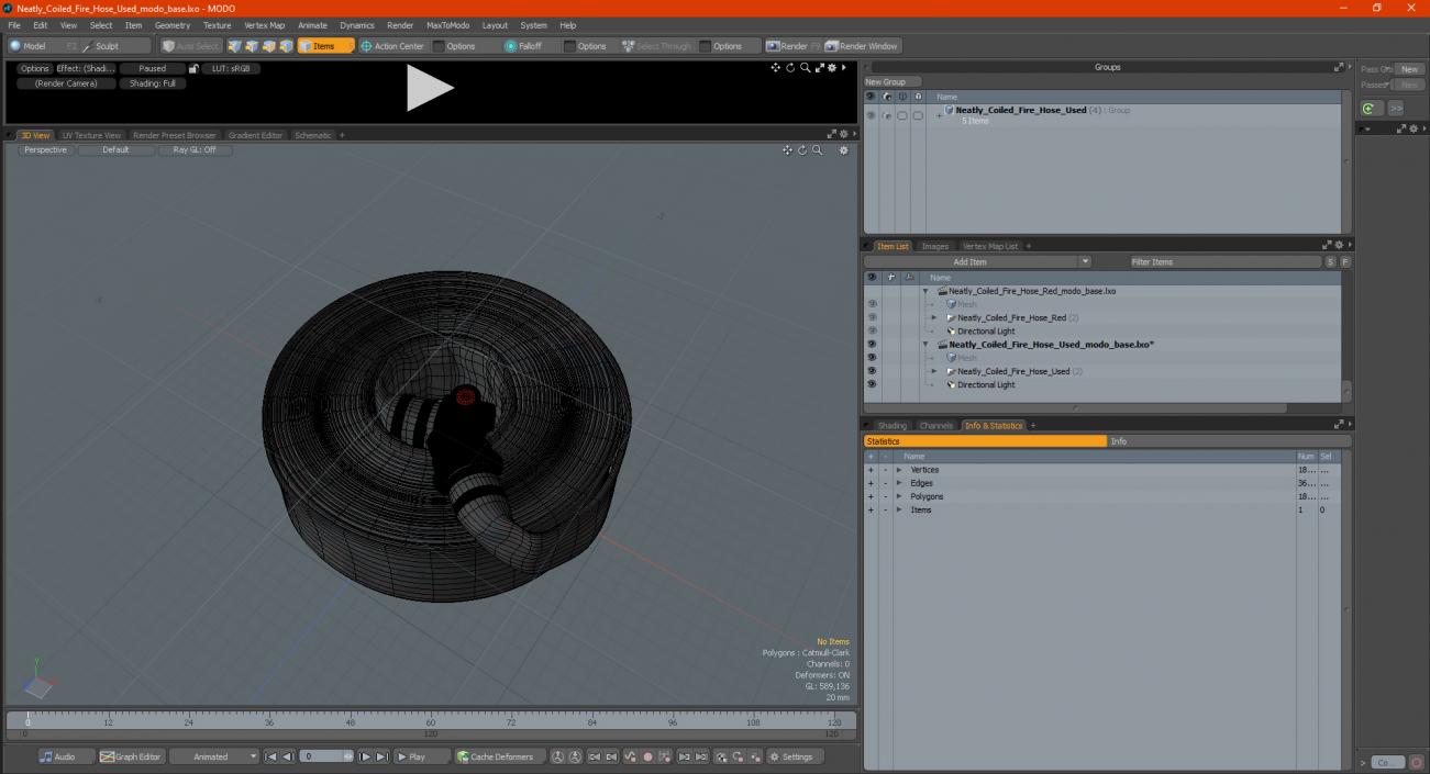 3D Neatly Coiled Fire Hose Used model