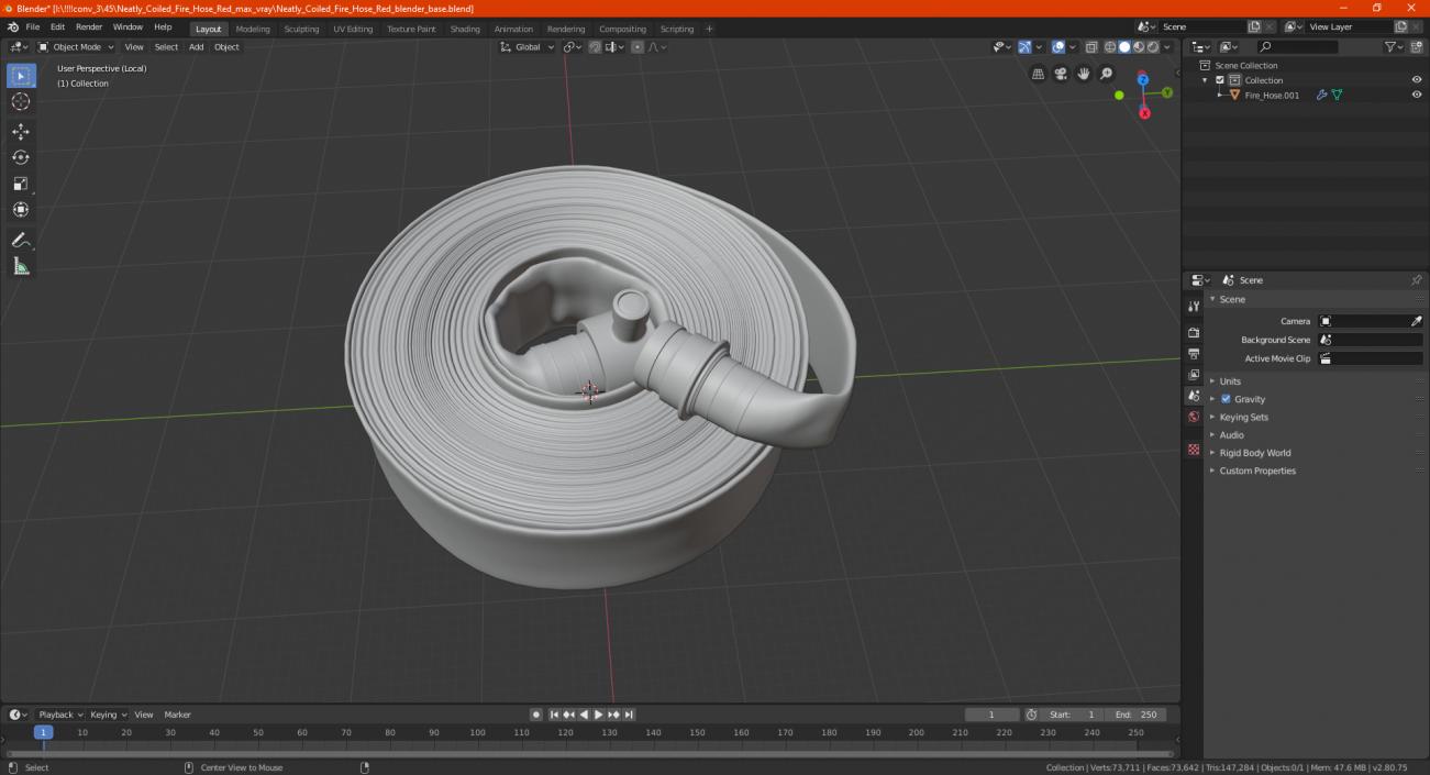 3D Neatly Coiled Fire Hose Used model