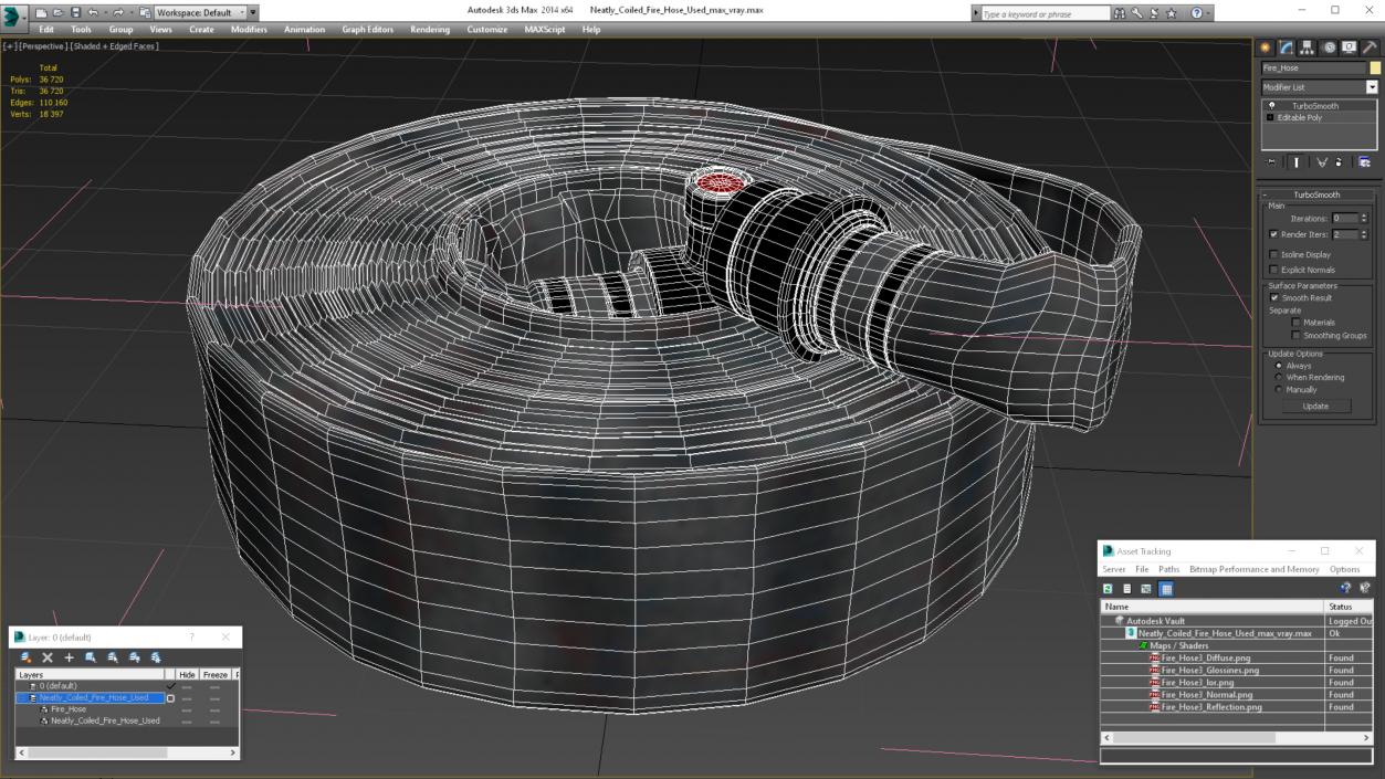 3D Neatly Coiled Fire Hose Used model