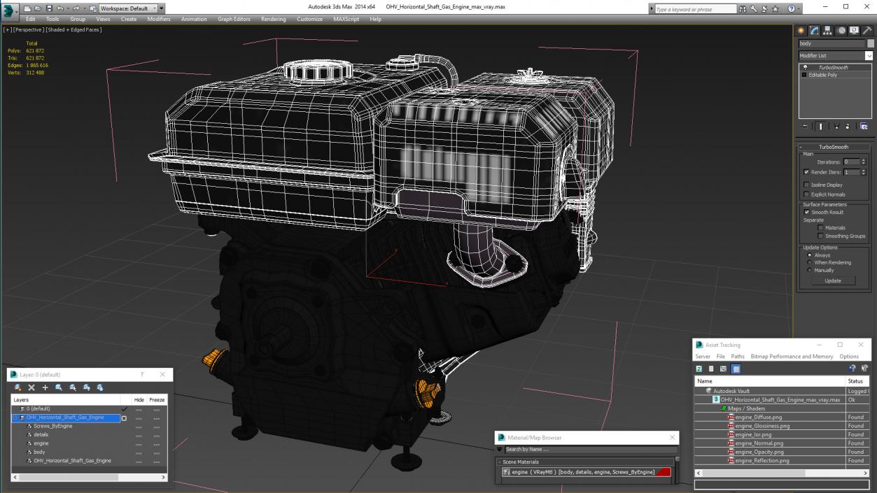 3D OHV Horizontal Shaft Gas Engine