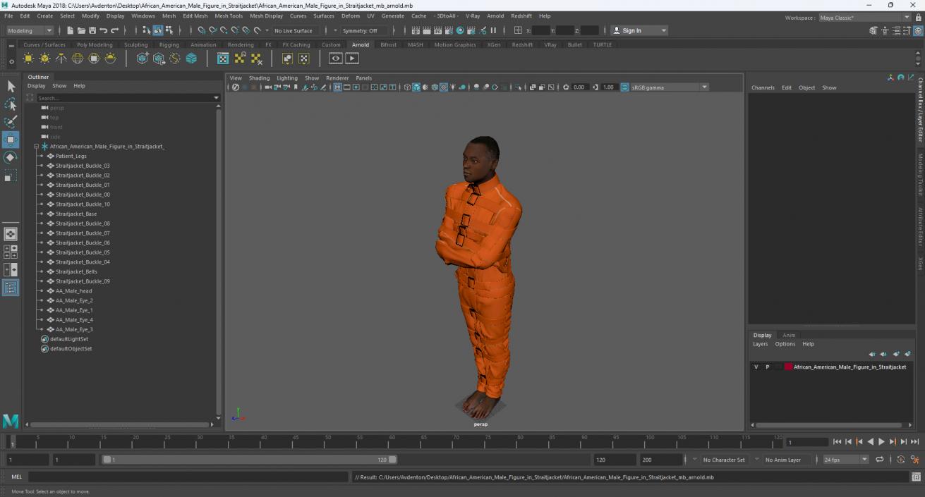 African American Male Figure in Straitjacket 3D model