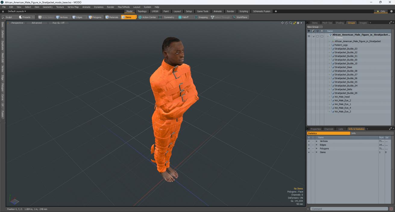 African American Male Figure in Straitjacket 3D model