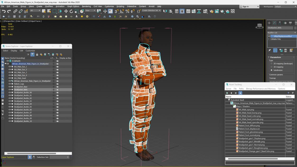 African American Male Figure in Straitjacket 3D model