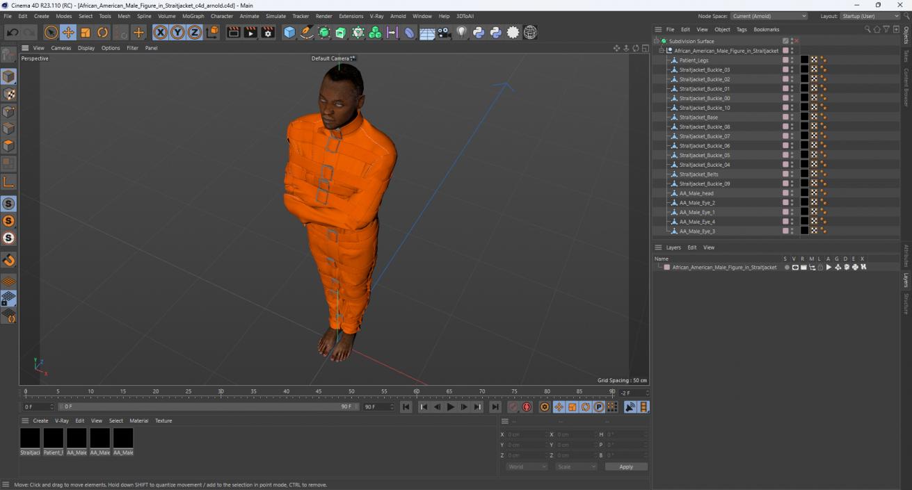 African American Male Figure in Straitjacket 3D model