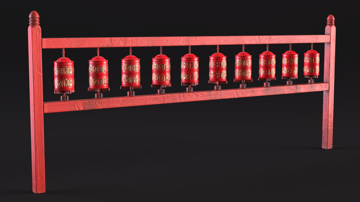 3D Red Prayer Wheel