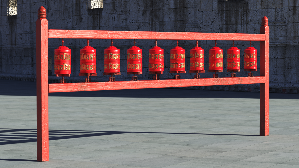 3D Red Prayer Wheel