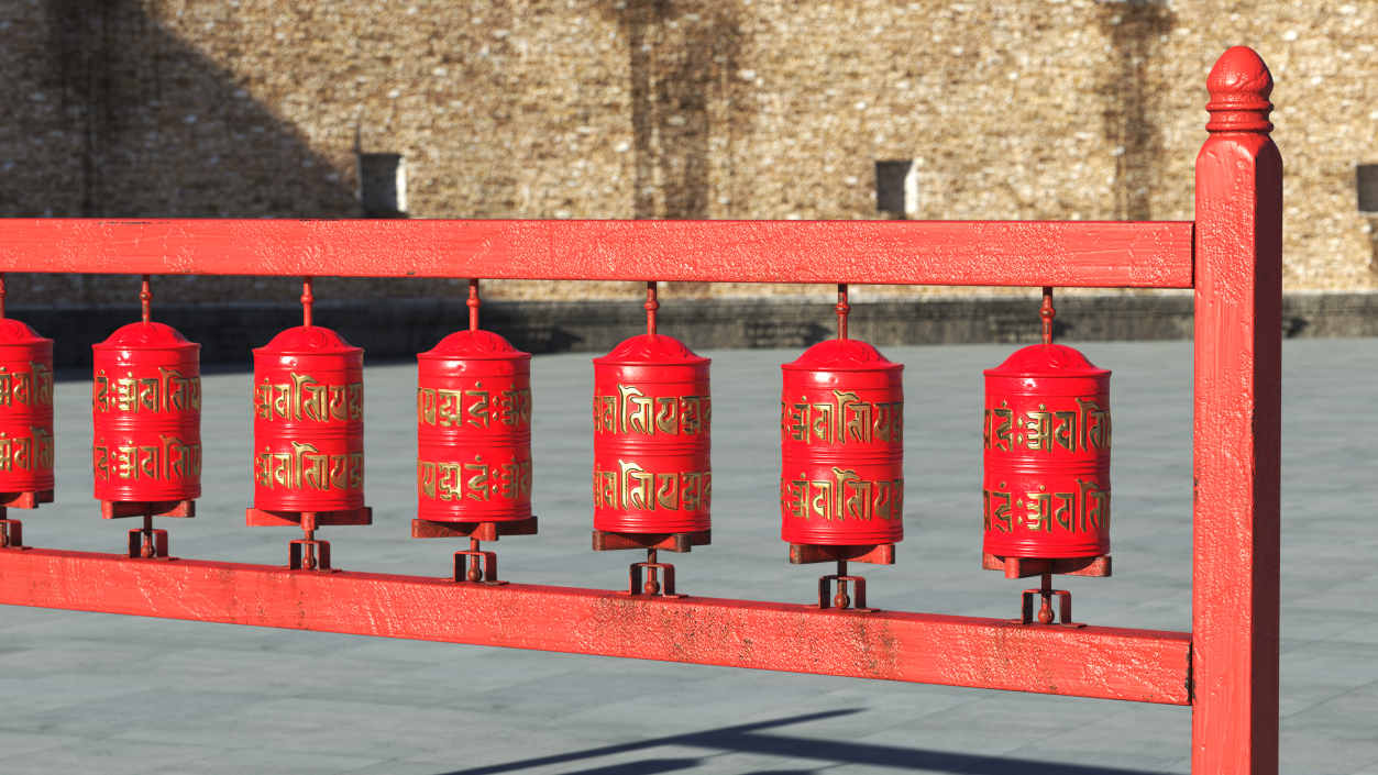 3D Red Prayer Wheel