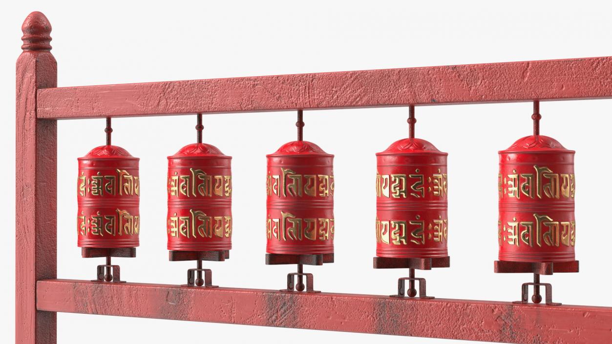 3D Red Prayer Wheel