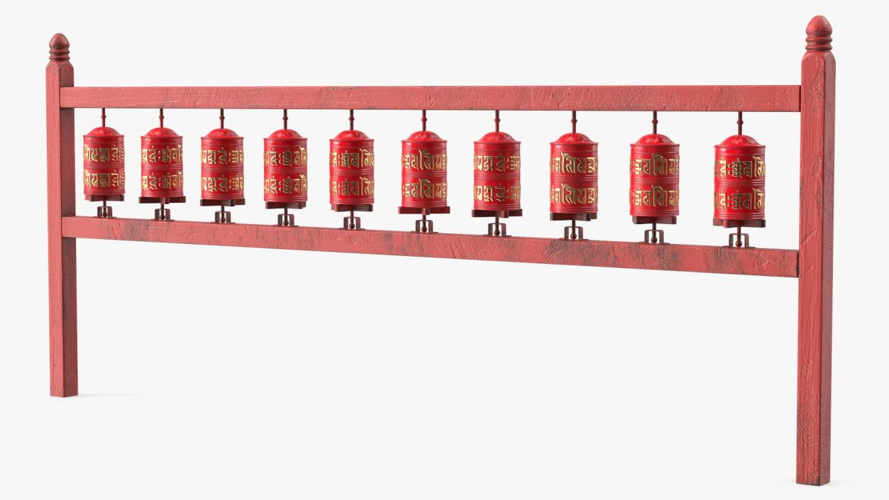 3D Red Prayer Wheel