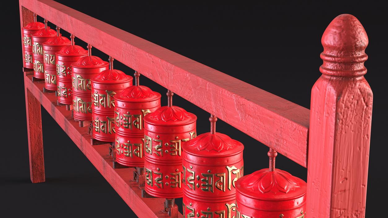 3D Red Prayer Wheel