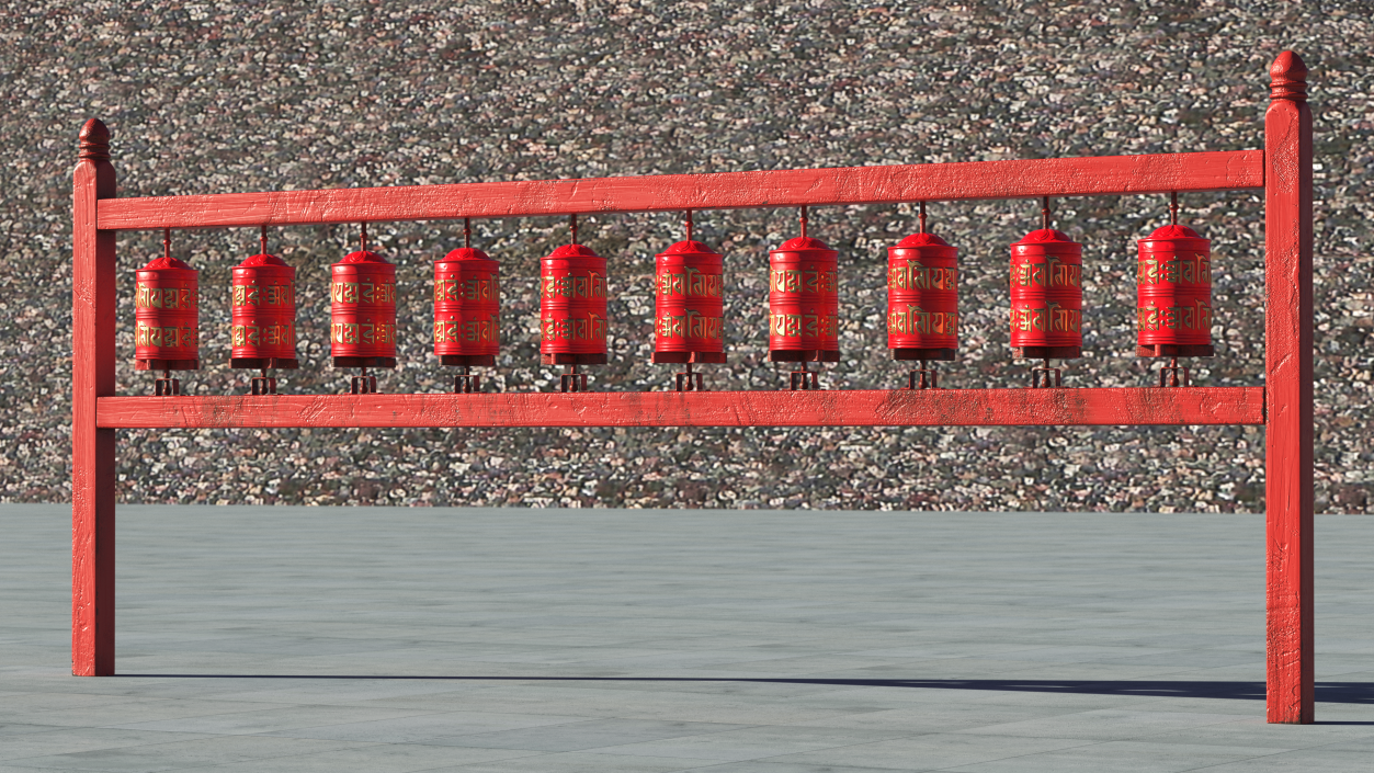 3D Red Prayer Wheel