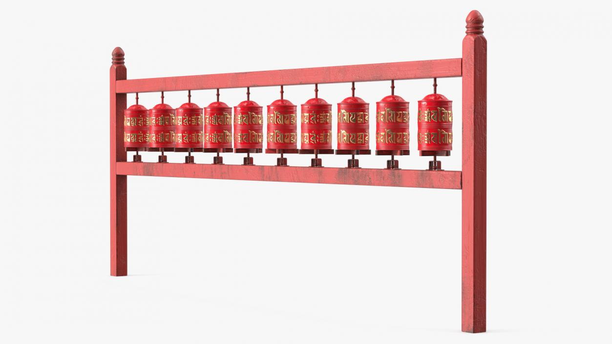 3D Red Prayer Wheel